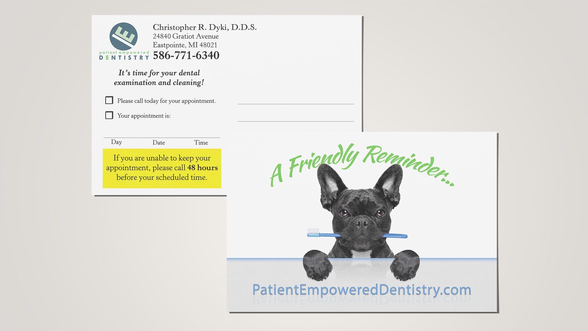 Patient Empowered Dentistry - Reminder Postcard Mockup 01
