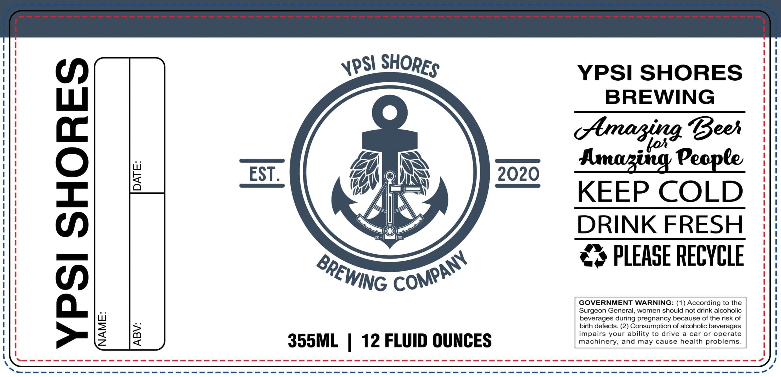 Ypsi Shores Brewing - 16 oz Can Label