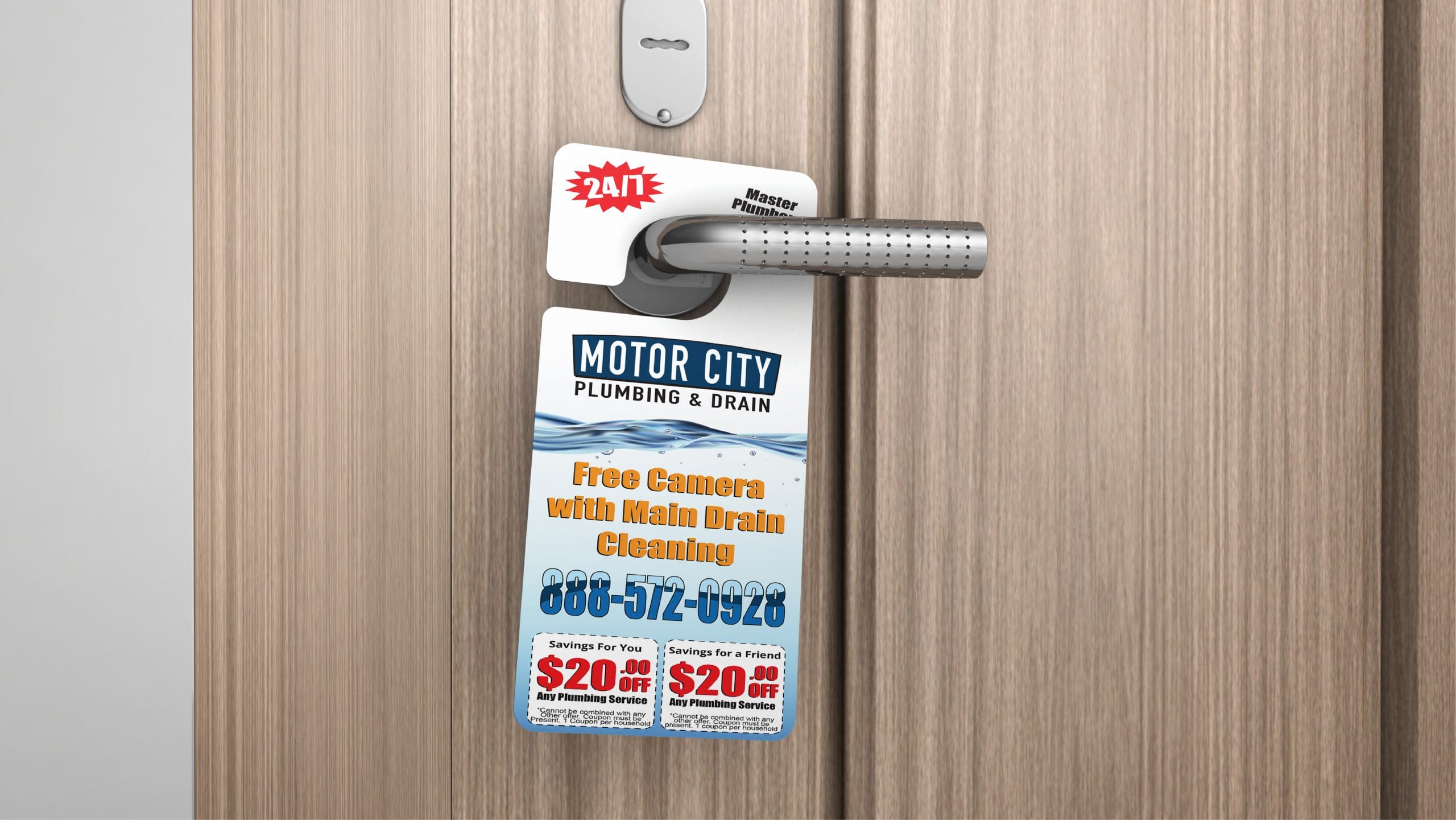 Motor City Plumbing and Drain - Door Hangers Front Falling Down Beer Co - Gift Cards