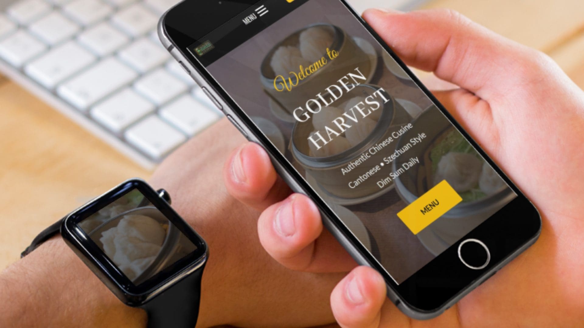 Golden Harvest Website on phone