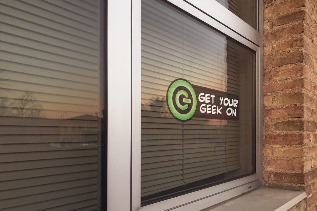 Fusion Marketing Creative Vinyl Window Lettering for Your Business Get Your Geek On