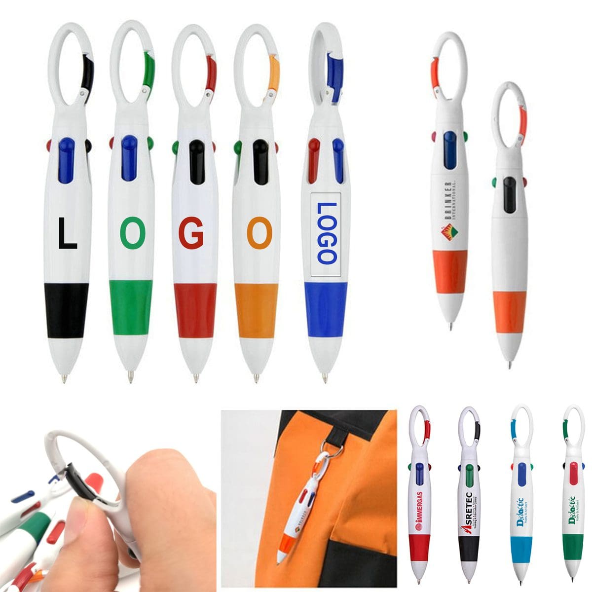 Personalized Click Pens with Carabiners