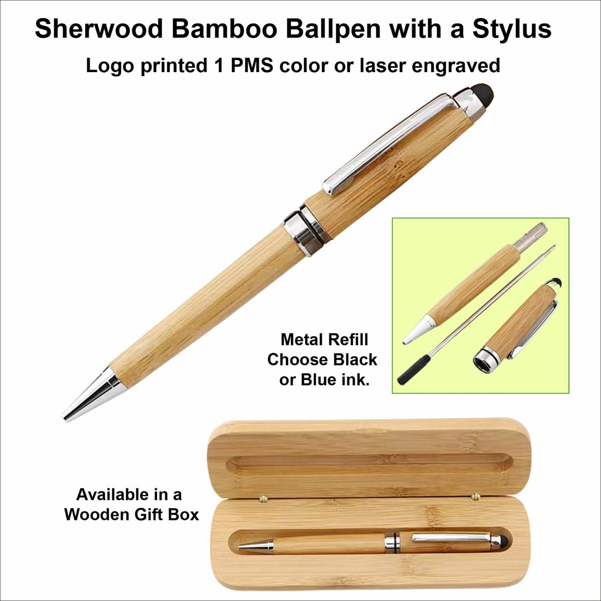 Fusion Marketing Our Top 20 Promotional Pens with Logo Options the Markets Where They Shine Sherwood Bamboo Ball Pen with a Stylus Copy