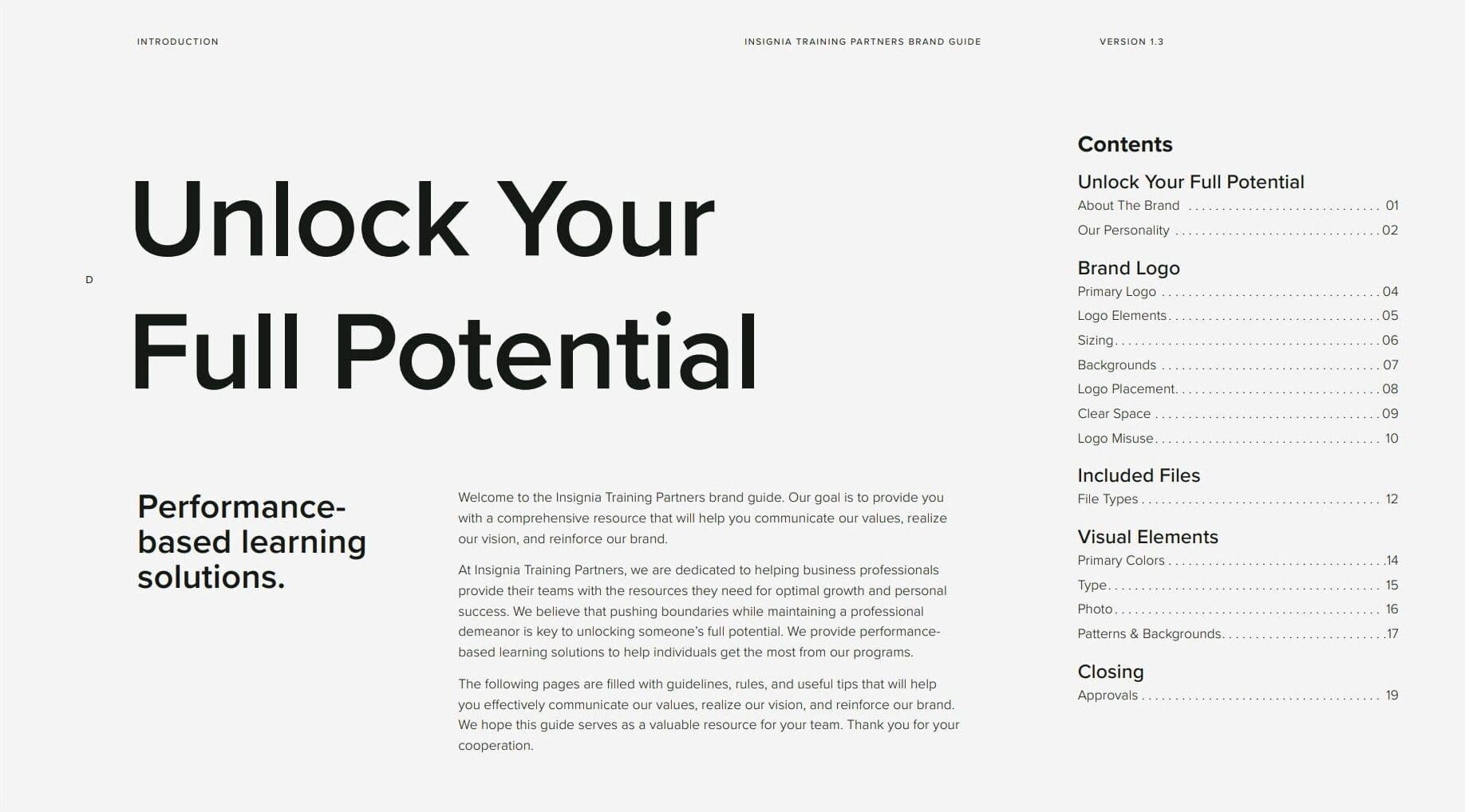 Insignia Training Brand Guidelines Index Page