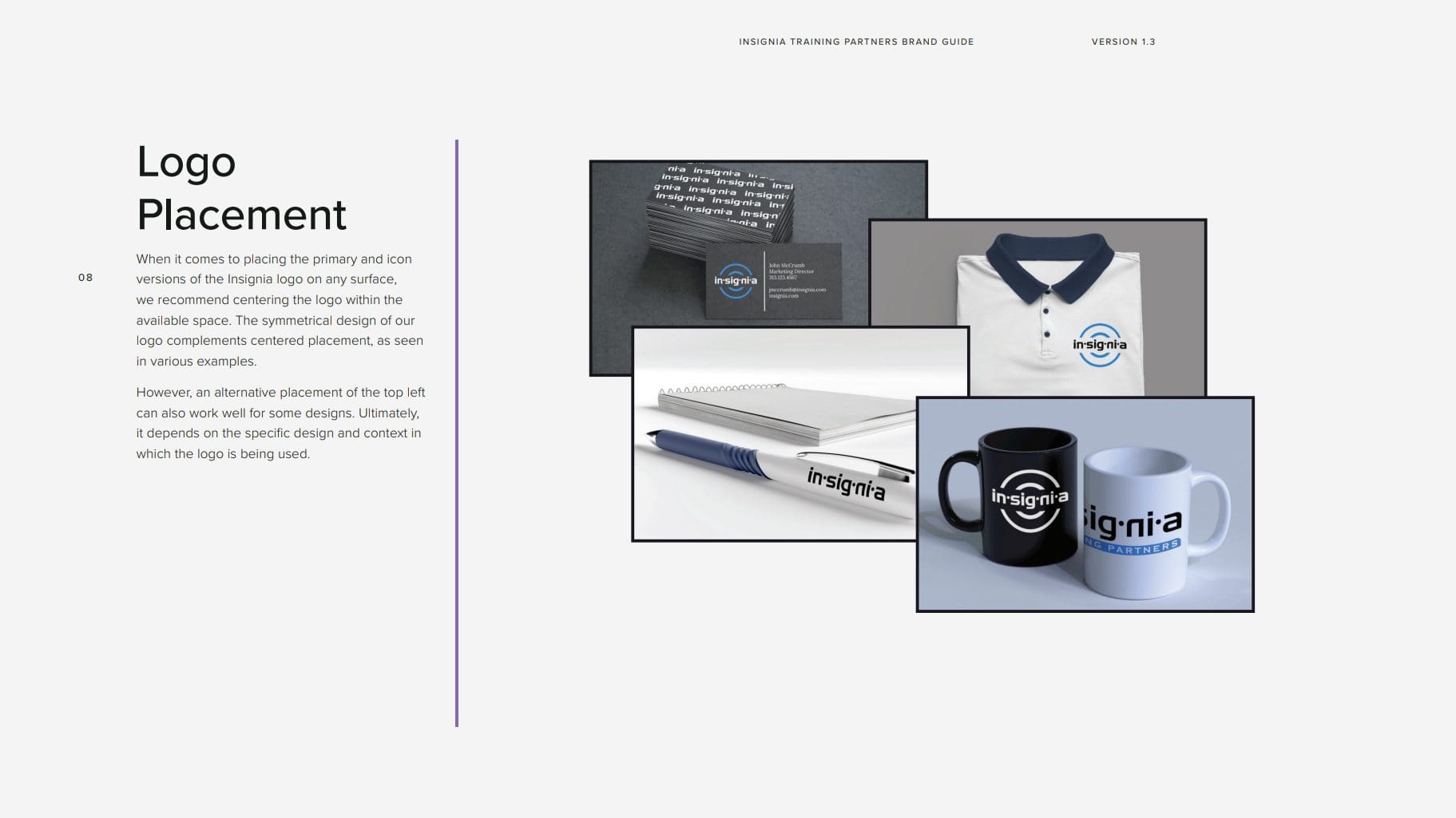 Insignia Training Brand Guidelines Logo Placement Page